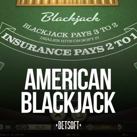 American Blackjack slot logo by Betsoft Gaming at Mr Punter Casino