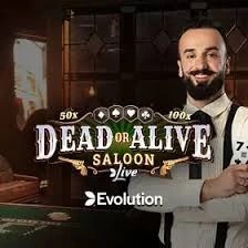 Dead or Alive: Saloon slot logo by Evolution at Mr Punter Casino