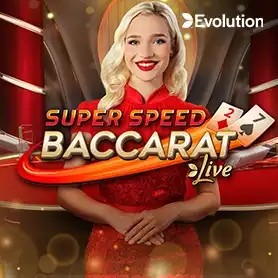 Super Speed Baccarat slot logo by Evolution at Mr Punter Casino